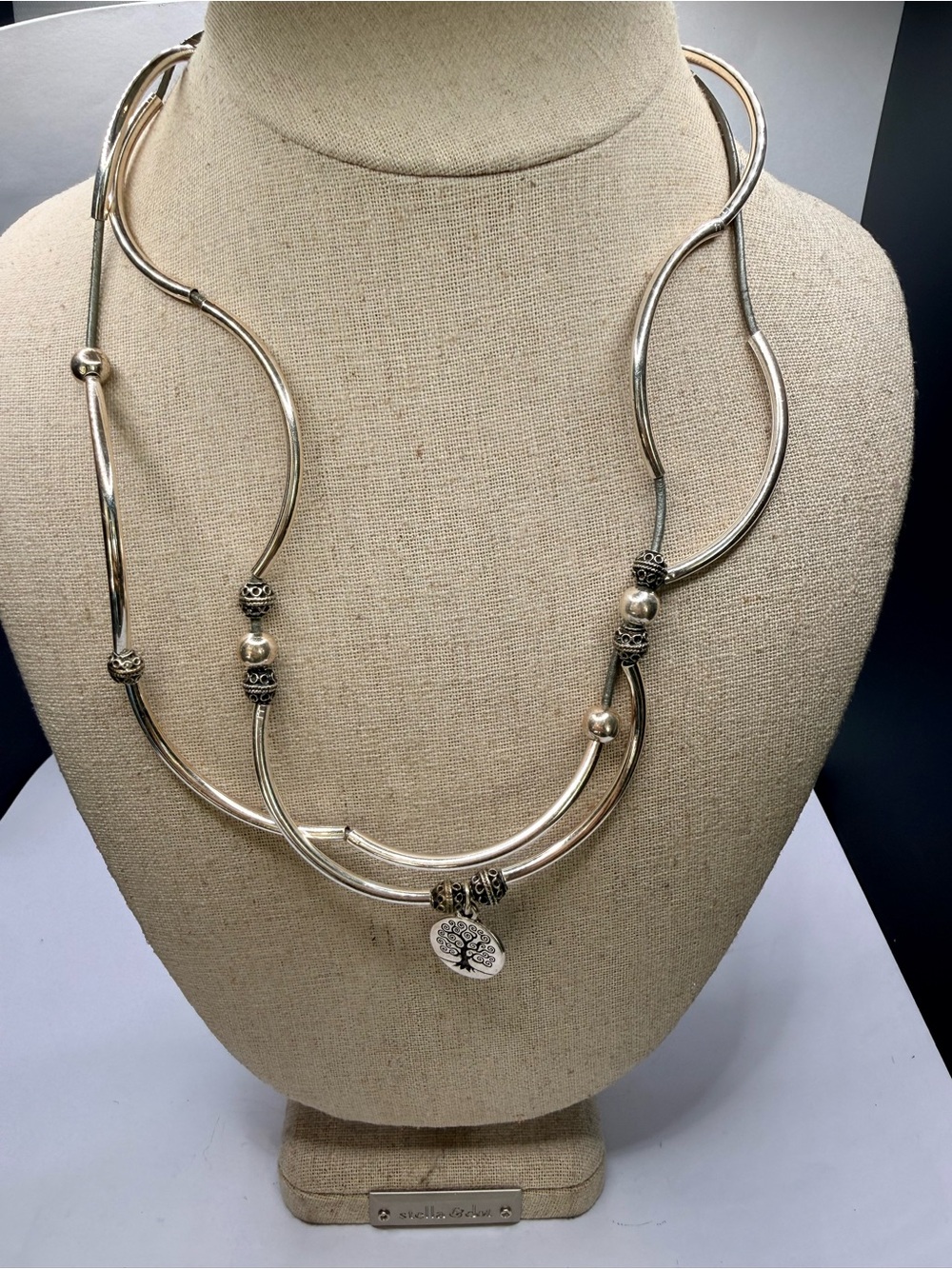 Lizzy James Silver-Tone Layered Tree of Life Necklace